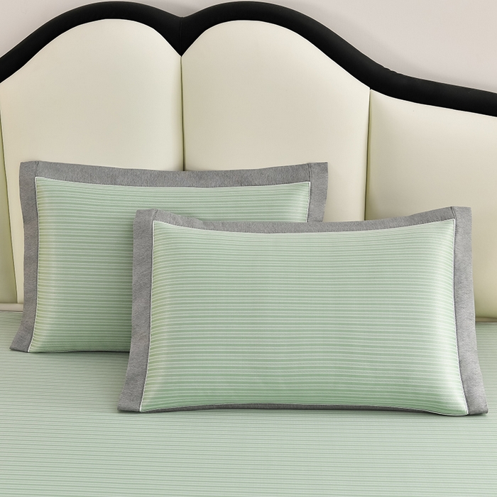 91家纺网 家纺一手货源 找家纺 小牛席业 2026新款PE经典条纹-熊猫冰丝席（床笠款） 绿色