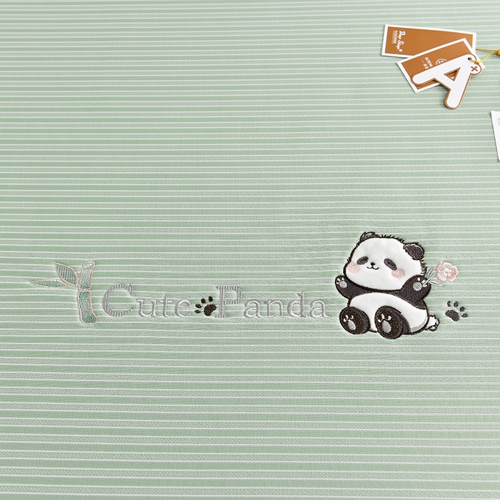 91家纺网 家纺一手货源 找家纺 小牛席业 2026新款PE经典条纹-熊猫冰丝席（床笠款） 绿色