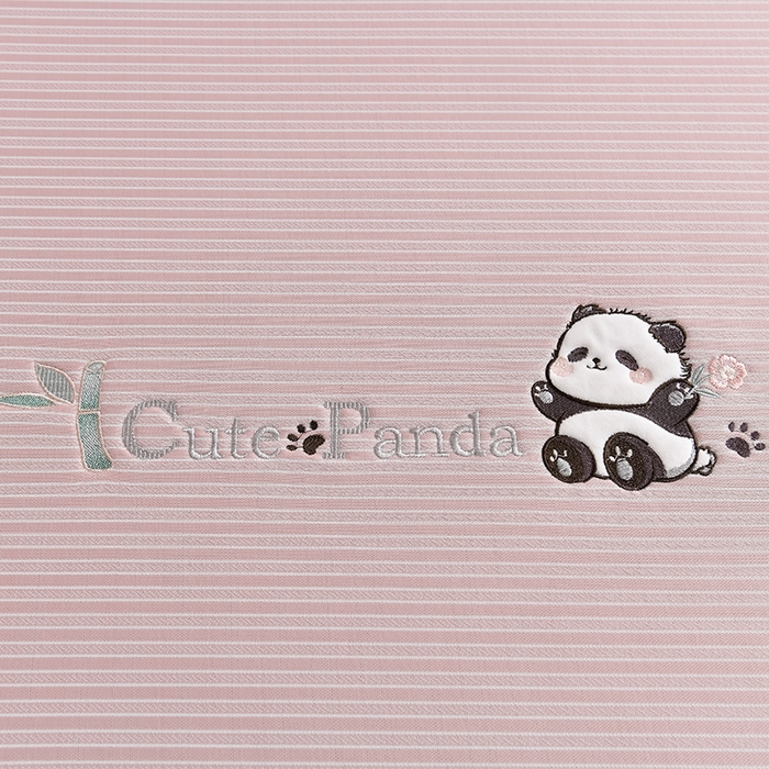 91家纺网 家纺一手货源 找家纺 小牛席业 2026新款PE经典条纹-熊猫冰丝席（床笠款） 粉色