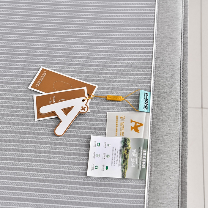 91家纺网 家纺一手货源 找家纺 小牛席业 2026新款PE经典条纹-熊猫冰丝席（床笠款） 灰色