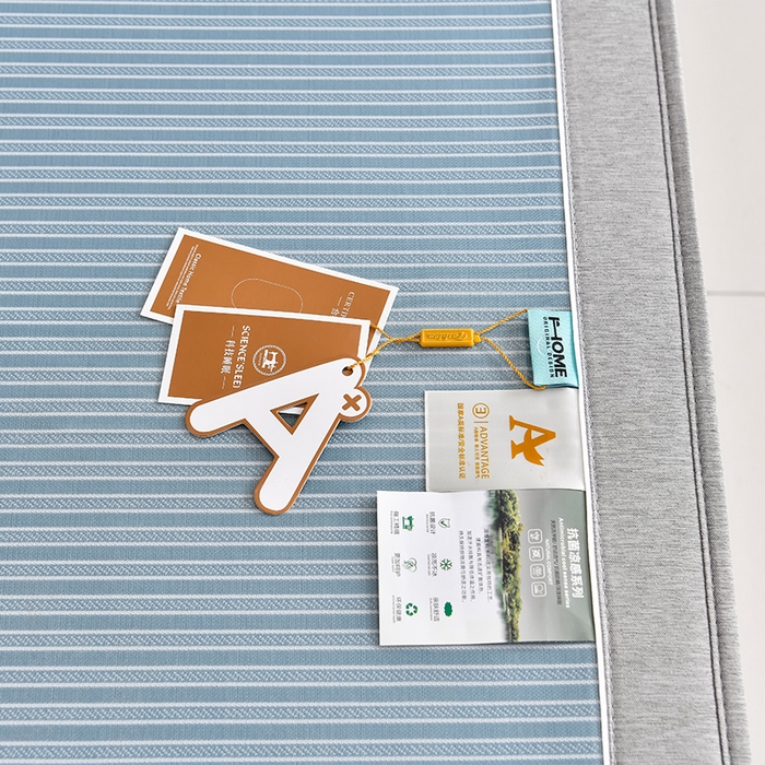 91家纺网 家纺一手货源 找家纺 小牛席业 2026新款PE经典条纹-熊猫冰丝席（床笠款） 蓝色