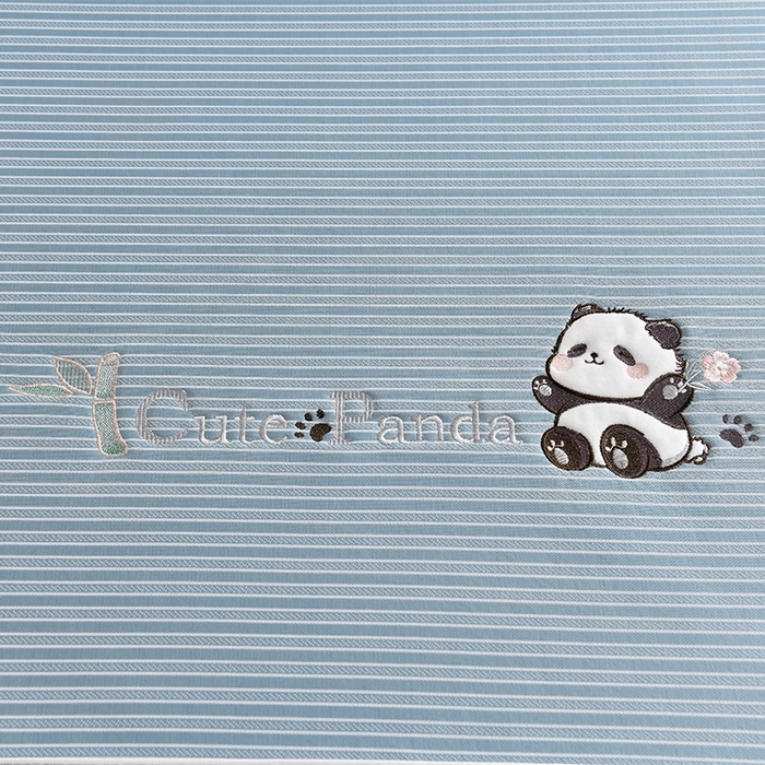 91家纺网 家纺一手货源 找家纺 小牛席业 2026新款PE经典条纹-熊猫冰丝席（床笠款） 蓝色