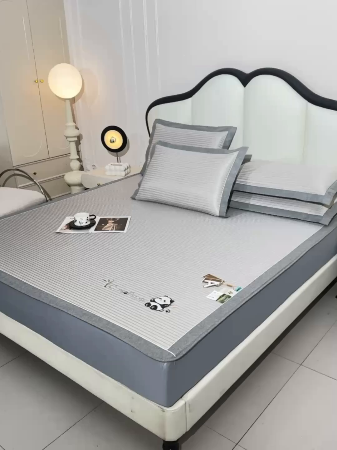 91家纺网 家纺一手货源 找家纺 小牛席业 2026新款PE经典条纹-熊猫冰丝席（床笠款） 香槟