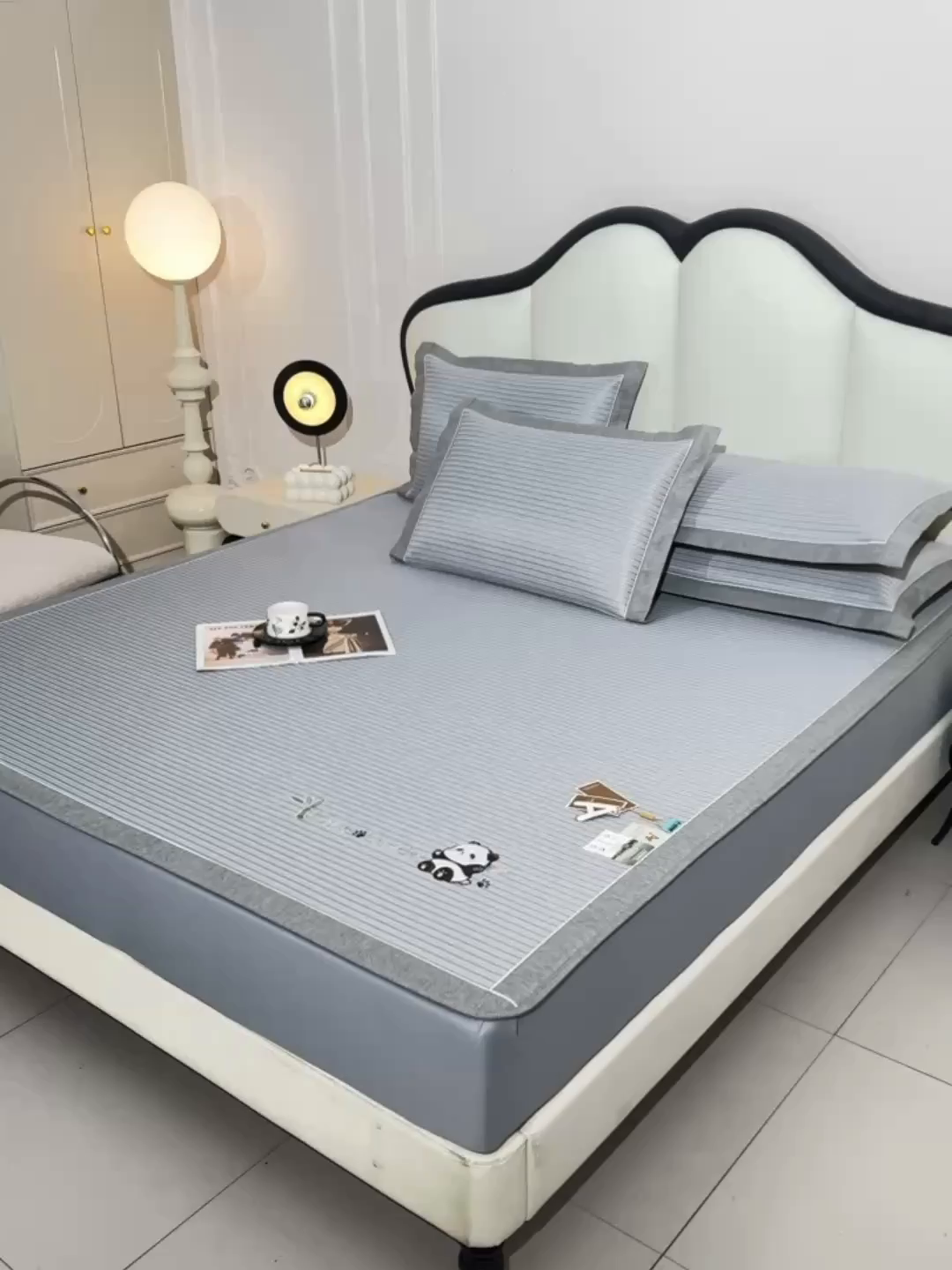 91家纺网 家纺一手货源 找家纺 （总）小牛席业 2026新款PE经典条纹-熊猫冰丝席（床笠款）