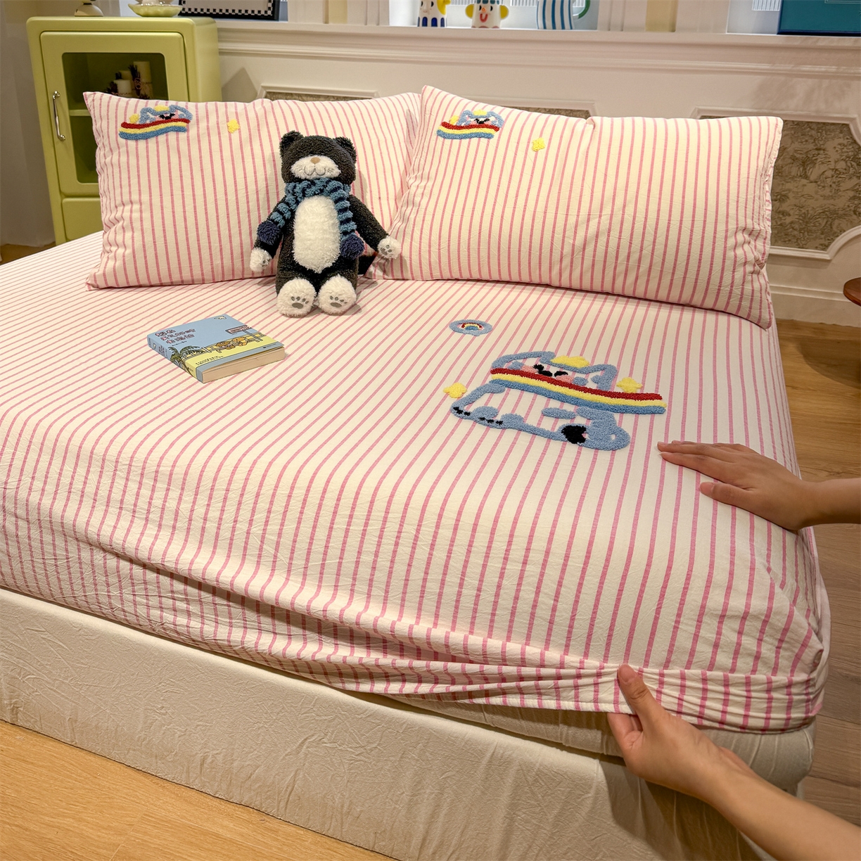 91家纺网 家纺一手货源 找家纺 （总）珺柔家纺 2026新款色织全棉水洗棉毛巾绣床笠