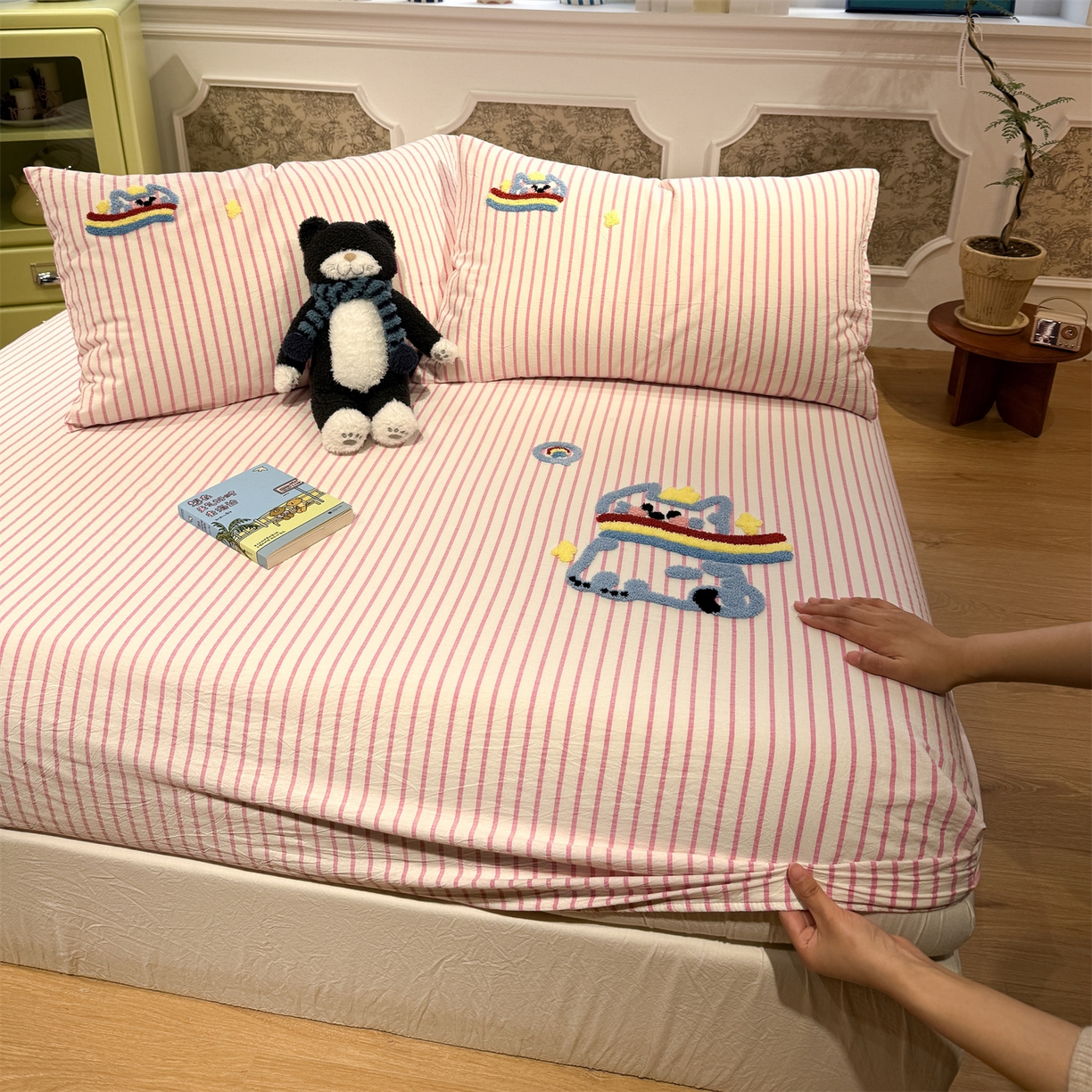 91家纺网 家纺一手货源 找家纺 （总）珺柔家纺 2026新款色织全棉水洗棉毛巾绣床笠