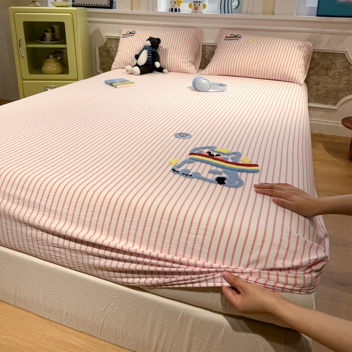 91家纺网 家纺一手货源 找家纺 （总）珺柔家纺 2026新款色织全棉水洗棉毛巾绣床笠