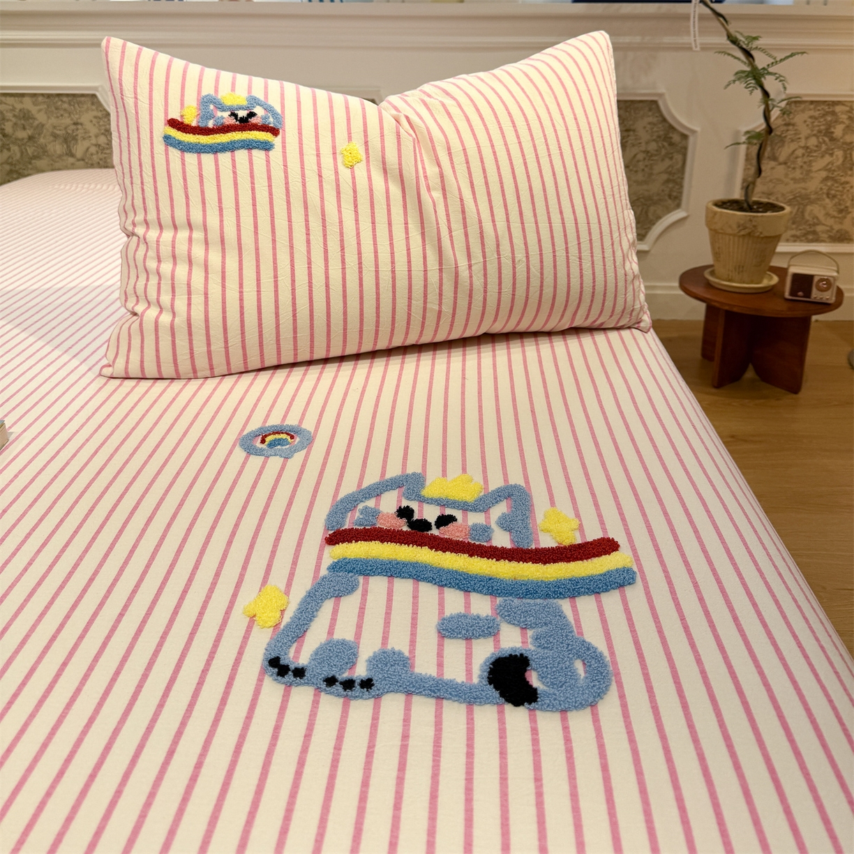 91家纺网 家纺一手货源 找家纺 （总）珺柔家纺 2026新款色织全棉水洗棉毛巾绣床笠