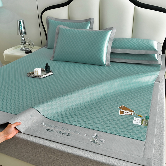 91家纺网 家纺一手货源 找家纺 小牛席业 2026新款棋盘格-冰丝清凉席凉席席子系列 棋盘格-冰丝清凉席（绿色）