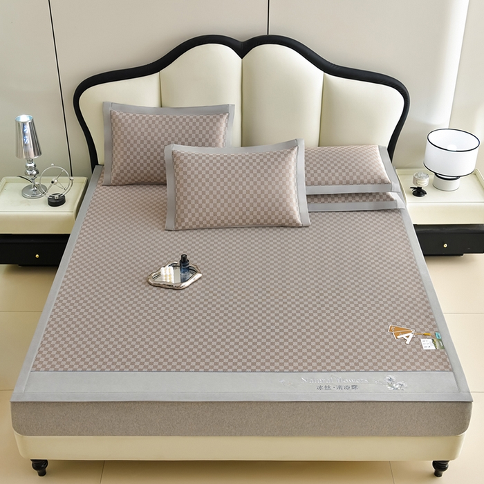 91家纺网 家纺一手货源 找家纺 小牛席业 2026新款棋盘格-冰丝清凉席凉席席子系列 棋盘格-冰丝清凉席（咖色）