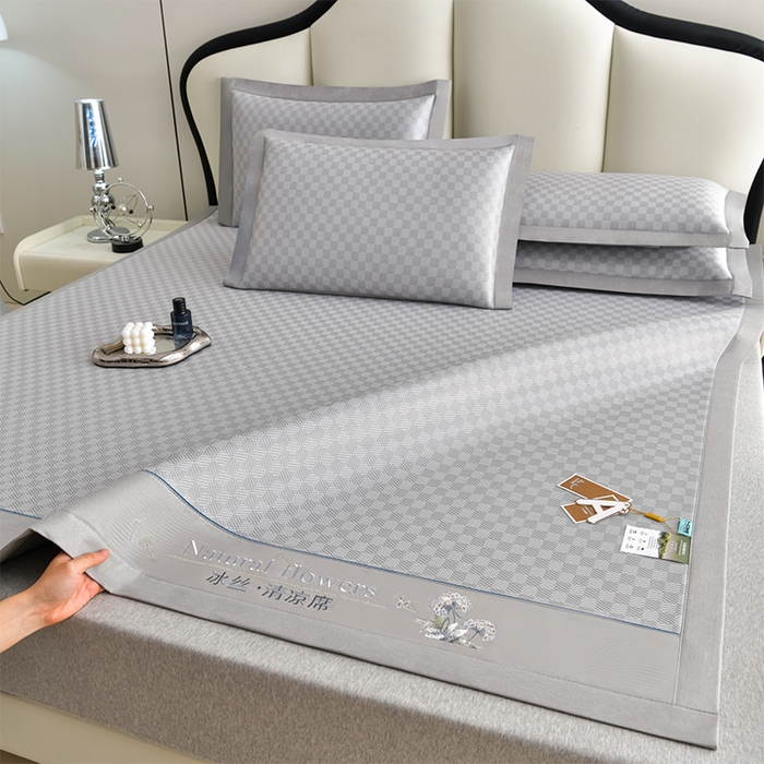 小牛席业 2026新款棋盘格-冰丝清凉席凉席席子系列 棋盘格-冰丝清凉席（灰色）