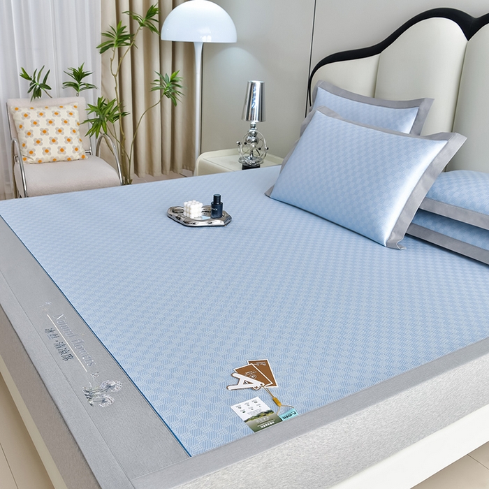 91家纺网 家纺一手货源 找家纺 小牛席业 2026新款棋盘格-冰丝清凉席凉席席子系列 棋盘格-冰丝清凉席（浅蓝）