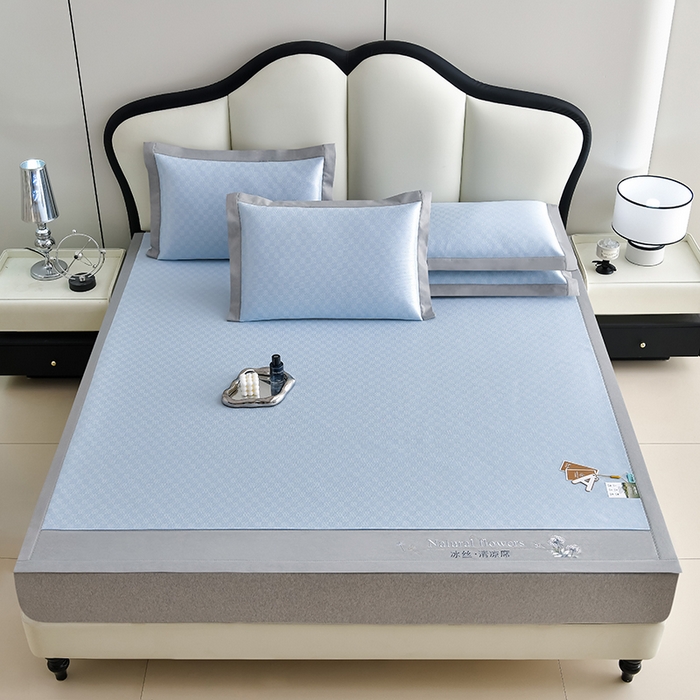 91家纺网 家纺一手货源 找家纺 小牛席业 2026新款棋盘格-冰丝清凉席凉席席子系列 棋盘格-冰丝清凉席（浅蓝）