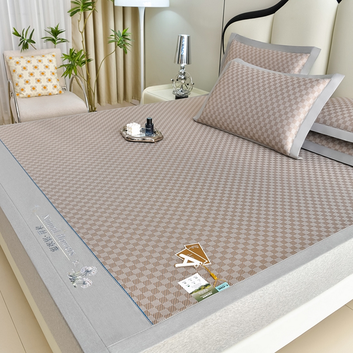 91家纺网 家纺一手货源 找家纺 小牛席业 2026新款棋盘格-冰丝清凉席凉席席子系列 棋盘格-冰丝清凉席（咖色）