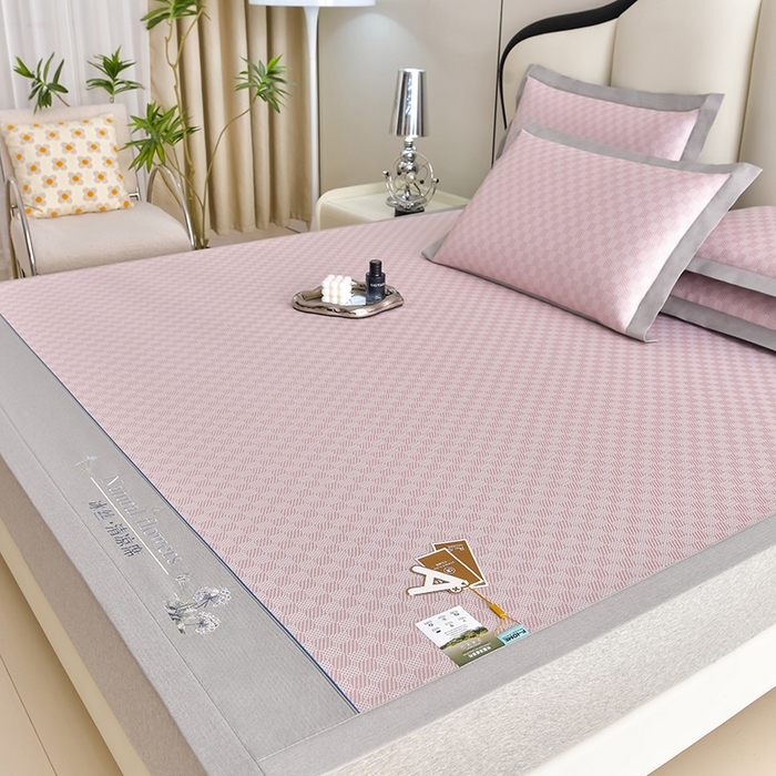 91家纺网 家纺一手货源 找家纺 小牛席业 2026新款棋盘格-冰丝清凉席凉席席子系列 棋盘格-冰丝清凉席（粉色）