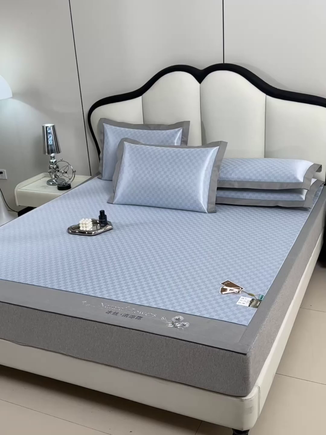 91家纺网 家纺一手货源 找家纺 小牛席业 2026新款棋盘格-冰丝清凉席凉席席子系列 棋盘格-冰丝清凉席（浅蓝）