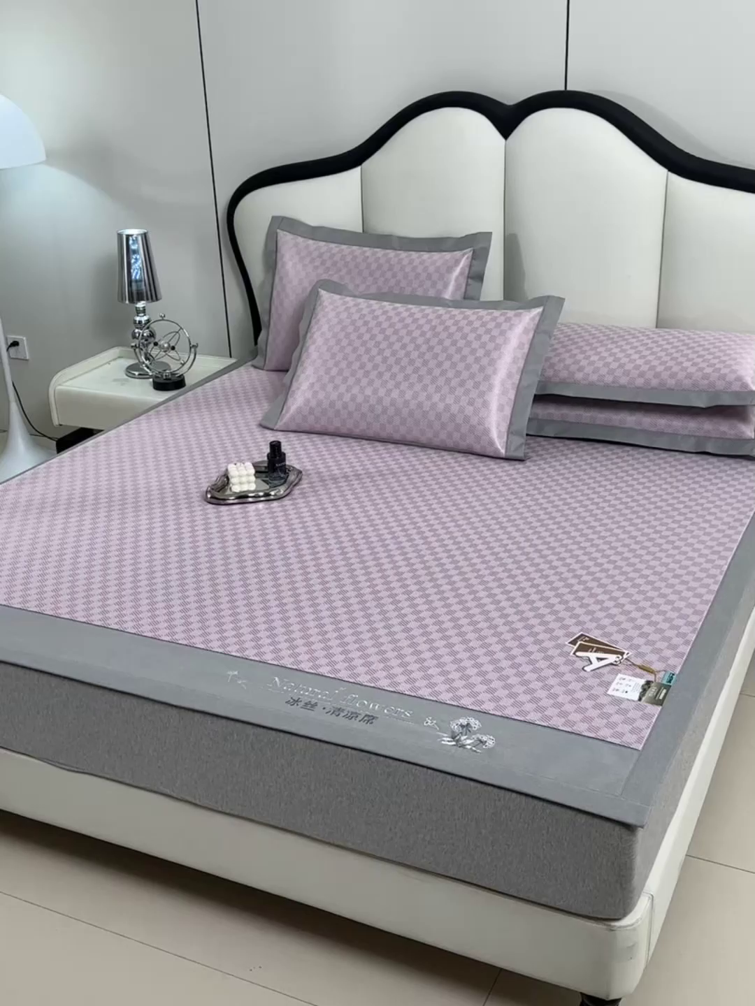 91家纺网 家纺一手货源 找家纺 小牛席业 2026新款棋盘格-冰丝清凉席凉席席子系列 棋盘格-冰丝清凉席（粉色）