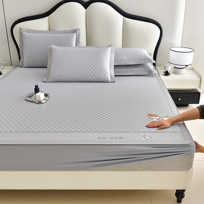 91家纺网 家纺一手货源 找家纺 （总）小牛席业 2026新款棋盘格-冰丝清凉席 凉席席子系列（床笠款）