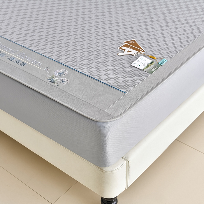 91家纺网 家纺一手货源 找家纺 小牛席业 2026新款棋盘格-冰丝清凉席 凉席席子系列（床笠款） 灰色