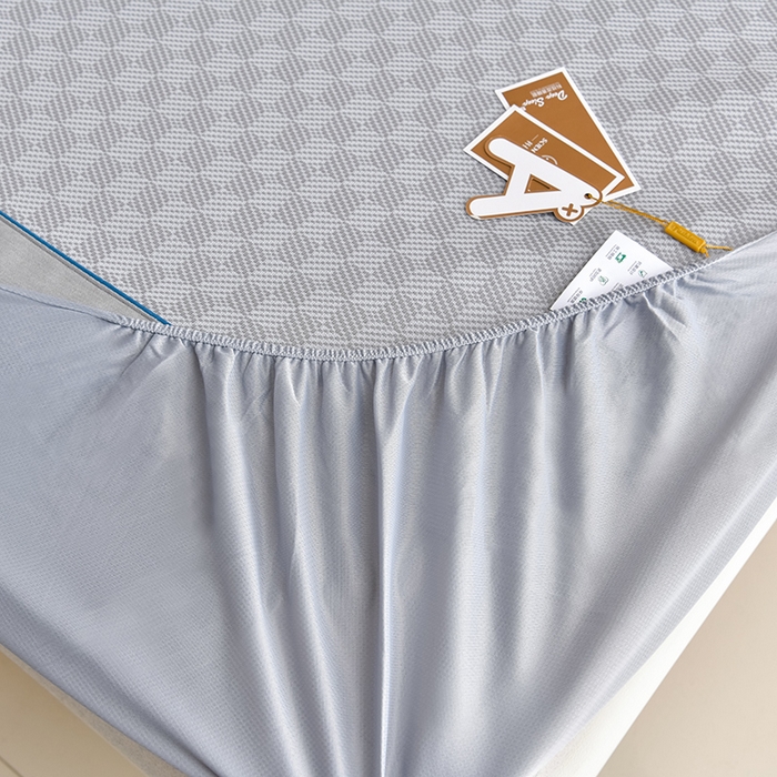 91家纺网 家纺一手货源 找家纺 小牛席业 2026新款棋盘格-冰丝清凉席 凉席席子系列（床笠款） 灰色