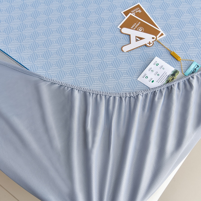 91家纺网 家纺一手货源 找家纺 小牛席业 2026新款棋盘格-冰丝清凉席 凉席席子系列（床笠款） 蓝色