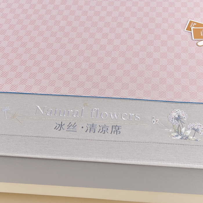 91家纺网 家纺一手货源 找家纺 小牛席业 2026新款棋盘格-冰丝清凉席 凉席席子系列（床笠款） 粉色