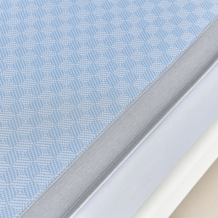 91家纺网 家纺一手货源 找家纺 小牛席业 2026新款棋盘格-冰丝清凉席 凉席席子系列（床笠款） 蓝色