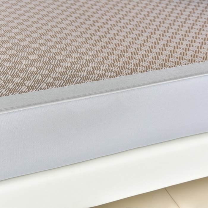 91家纺网 家纺一手货源 找家纺 小牛席业 2026新款棋盘格-冰丝清凉席 凉席席子系列（床笠款） 咖色