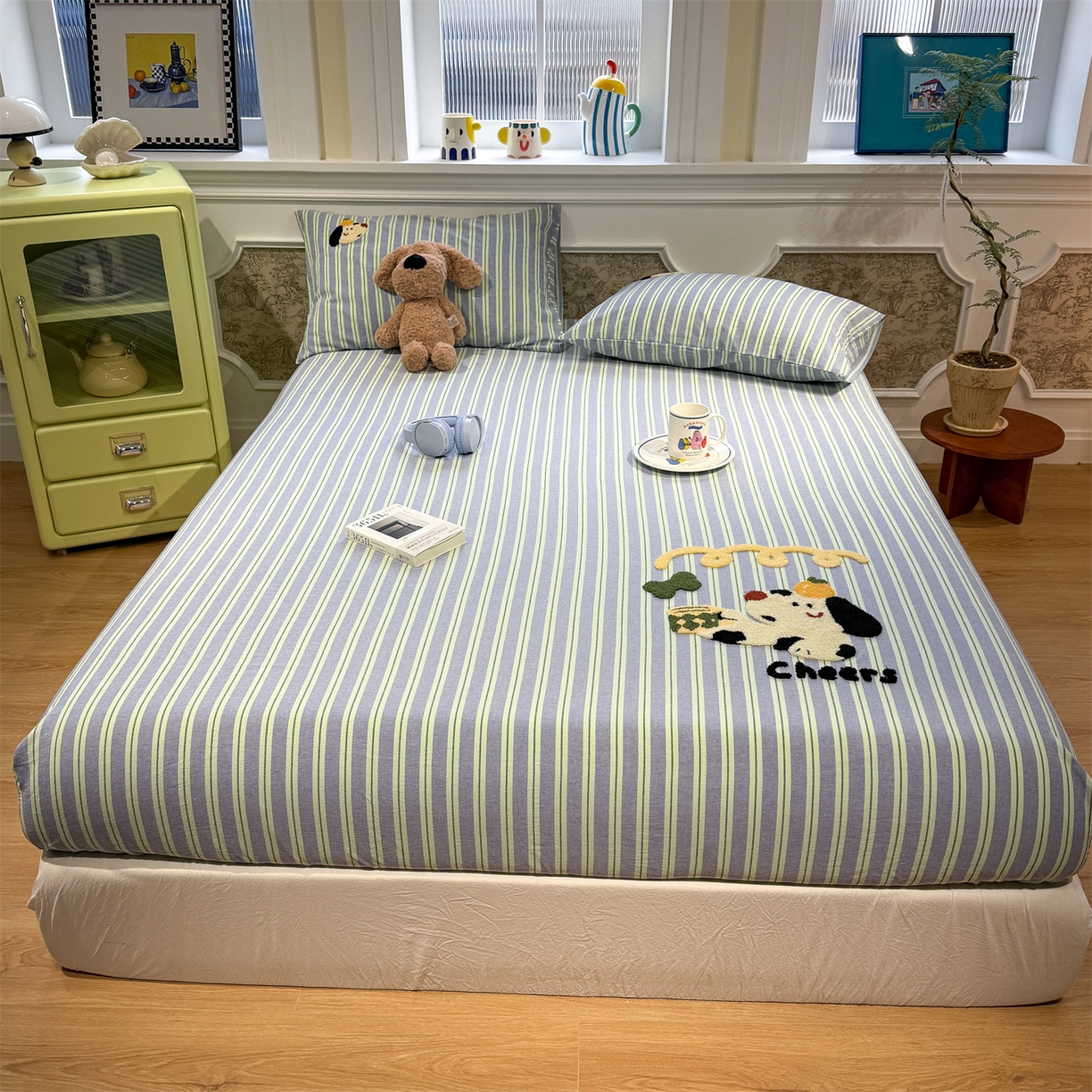 91家纺网 家纺一手货源 找家纺 （总）珺柔家纺 2026新款色织全棉水洗棉毛巾绣床笠