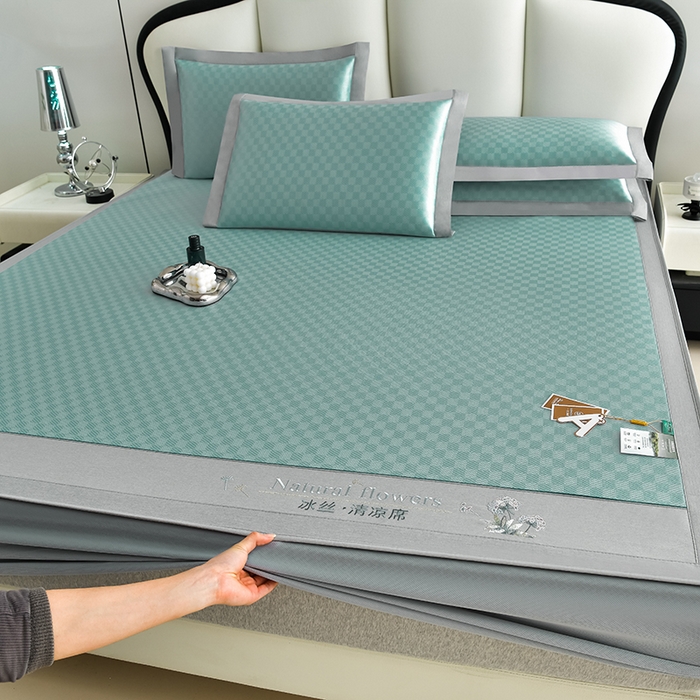 小牛席业 2026新款棋盘格-冰丝清凉席 凉席席子系列（床笠款） 绿色