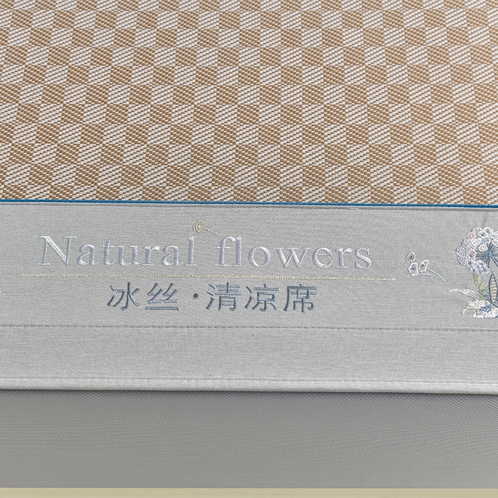 91家纺网 家纺一手货源 找家纺 小牛席业 2026新款棋盘格-冰丝清凉席 凉席席子系列（床笠款） 咖色