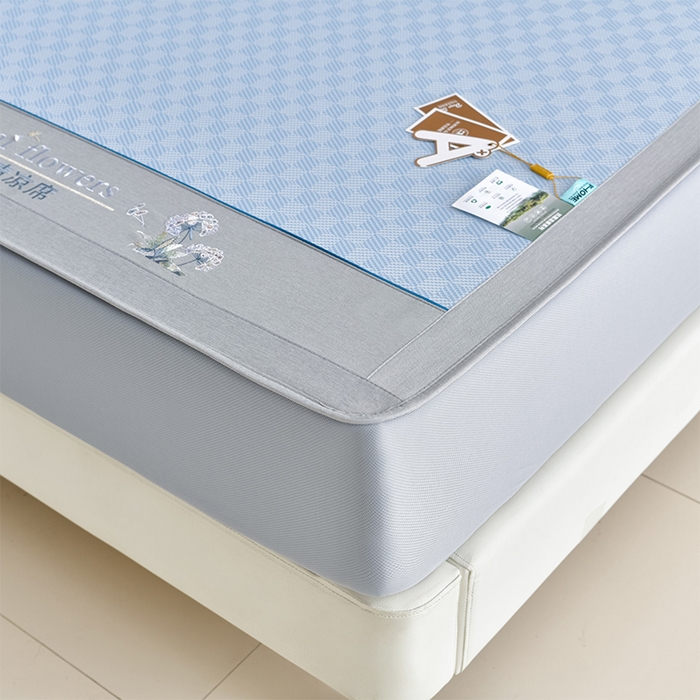 91家纺网 家纺一手货源 找家纺 小牛席业 2026新款棋盘格-冰丝清凉席 凉席席子系列（床笠款） 蓝色