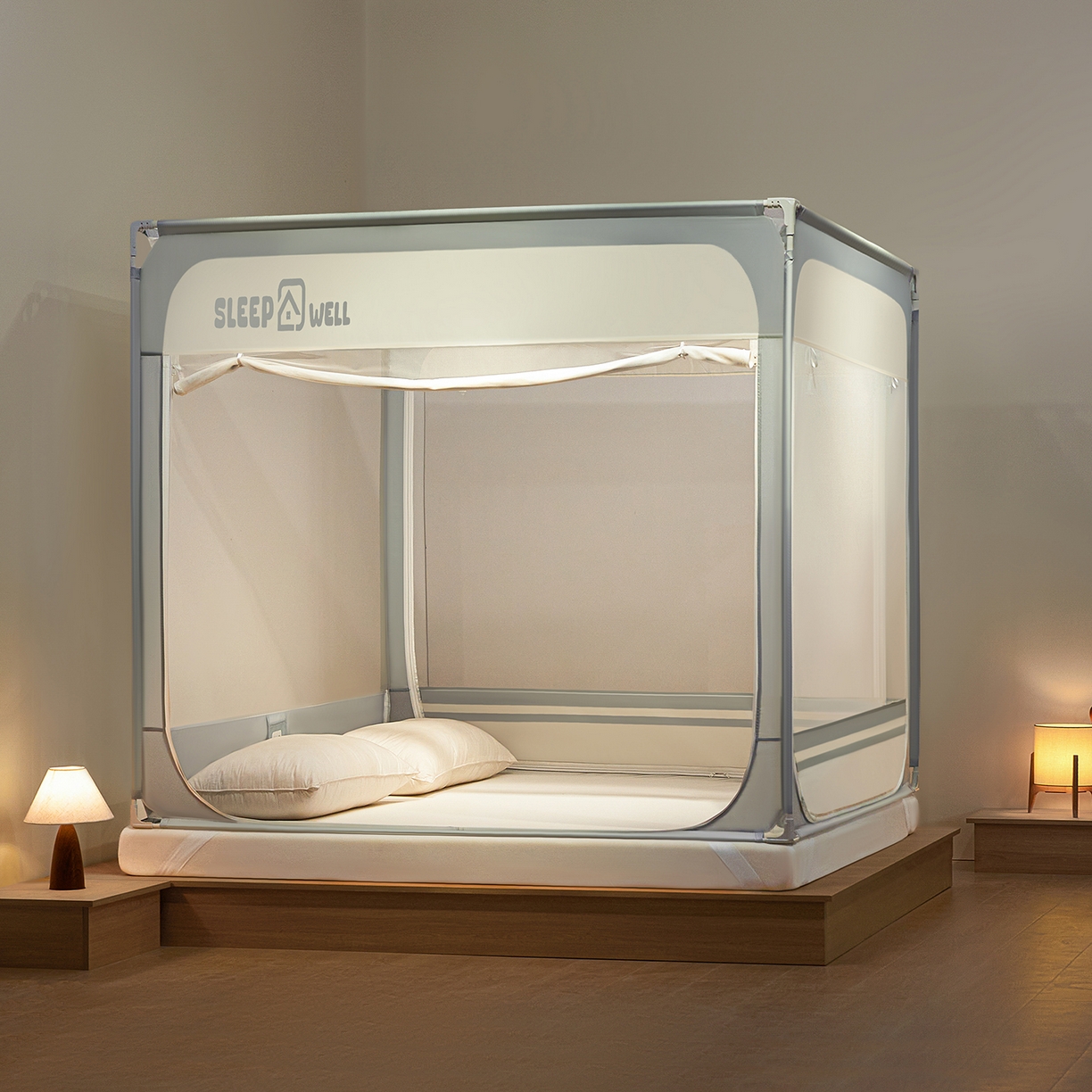 91家纺网 家纺一手货源 找家纺 （总）艺利轩蚊帐 2026新款围栏级防摔U型三开门蚊帐