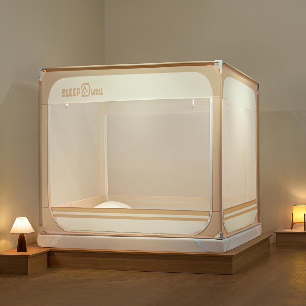 91家纺网 家纺一手货源 找家纺 （总）艺利轩蚊帐 2026新款围栏级防摔U型三开门蚊帐