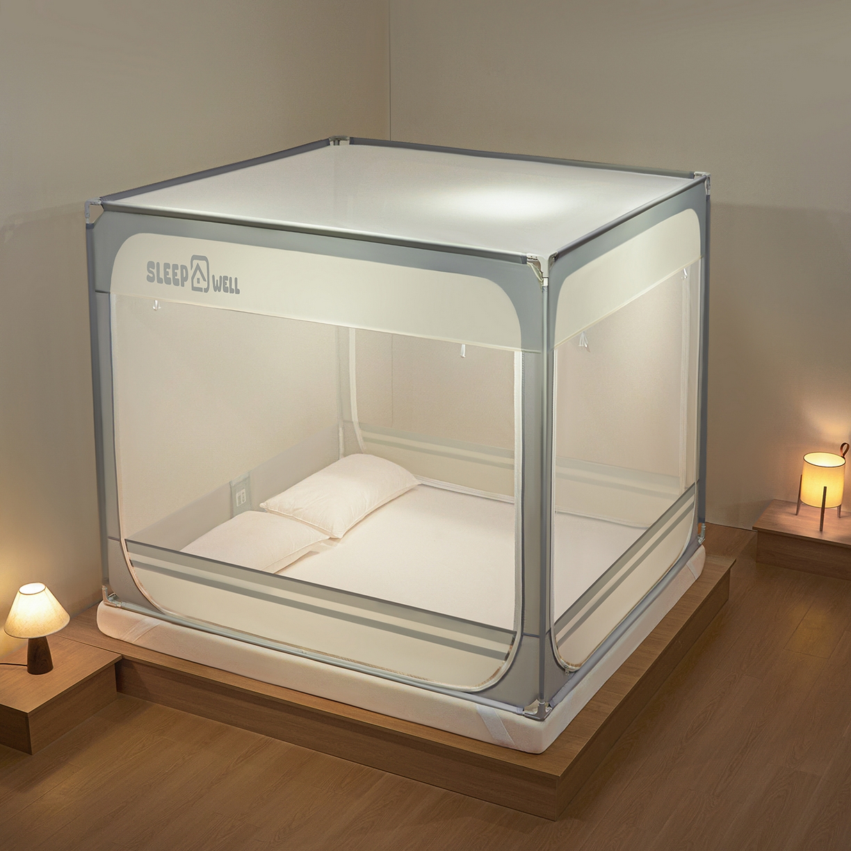 91家纺网 家纺一手货源 找家纺 （总）艺利轩蚊帐 2026新款围栏级防摔U型三开门蚊帐