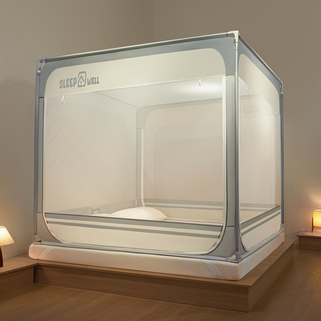 91家纺网 家纺一手货源 找家纺 （总）艺利轩蚊帐 2026新款围栏级防摔U型三开门蚊帐