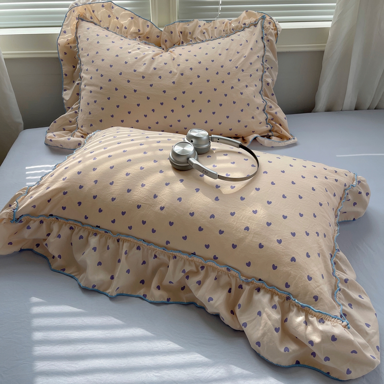 91家纺网 家纺一手货源 找家纺 轻奢坊 2026春夏新款水洗棉密拷花边四件套-春日 春日-紫心心