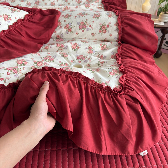 91家纺网 家纺一手货源 找家纺 （总）2026 铠畅新款韩系古法韩国水洗棉仿棉云感棉法式浪漫大花边床盖四件套