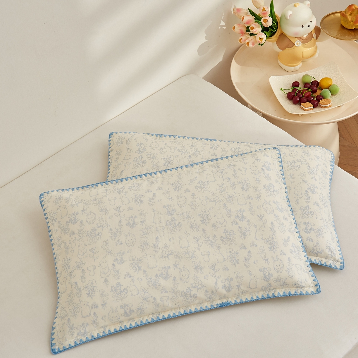 91家纺网 家纺一手货源 找家纺 （总）小桃姐家纺 2026新款全棉纯棉贝壳边三角针单枕套双层纱枕套单件儿童枕套