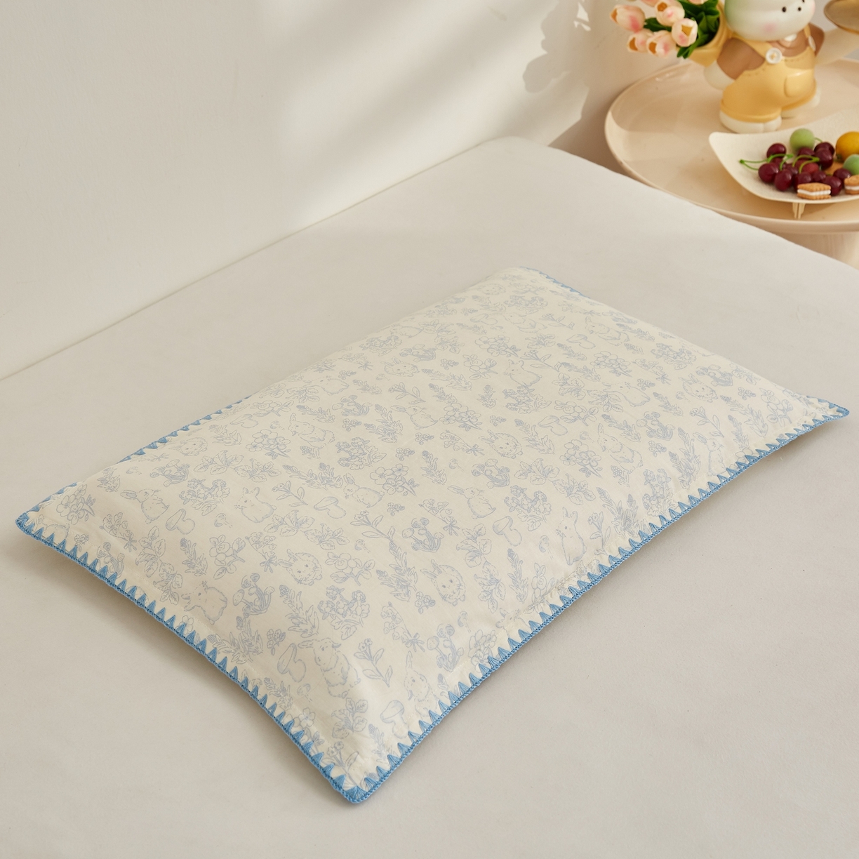 91家纺网 家纺一手货源 找家纺 （总）小桃姐家纺 2026新款全棉纯棉贝壳边三角针单枕套双层纱枕套单件儿童枕套