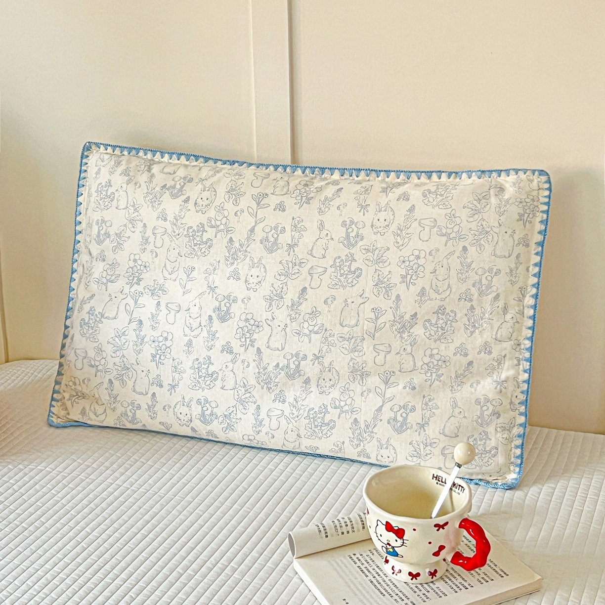 91家纺网 家纺一手货源 找家纺 （总）小桃姐家纺 2026新款全棉纯棉贝壳边三角针单枕套双层纱枕套单件儿童枕套