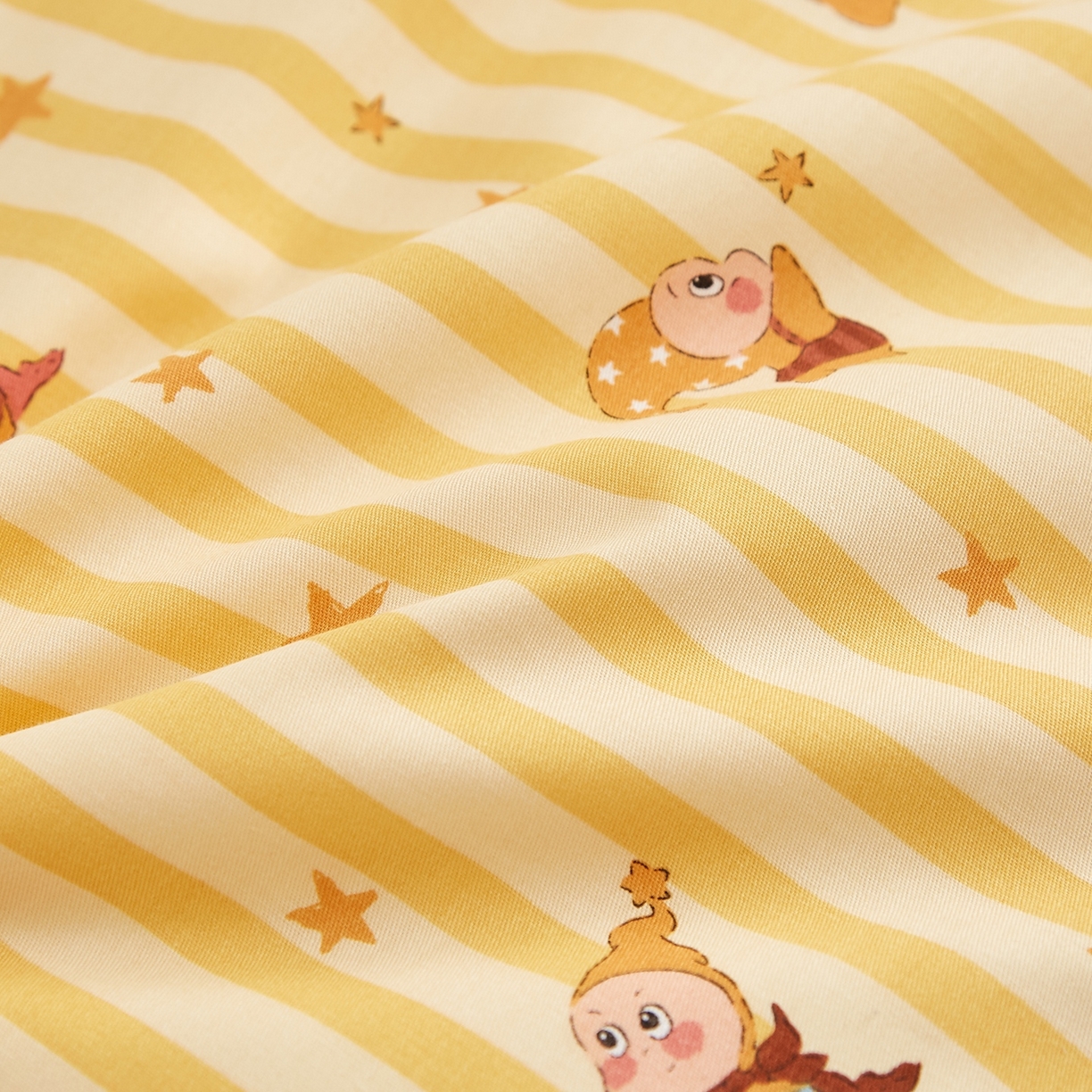 91家纺网 家纺一手货源 找家纺 小桃姐家纺 2026新款全棉纯棉贝壳边三角针单枕套双层纱枕套单件儿童枕套 可爱星星人