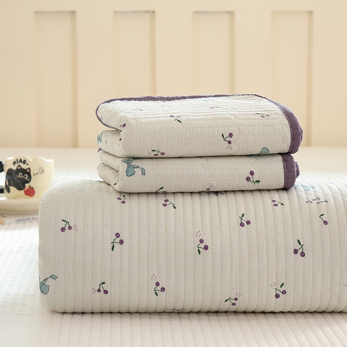 卢赛尔 2026新款木棉床盖三件套四件套软床垫-四季款 樱桃紫