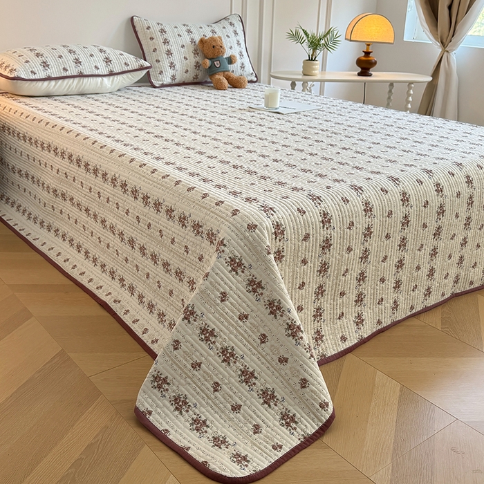 91家纺网 家纺一手货源 找家纺 卢赛尔 2026新款木棉床盖三件套四件套软床垫-四季款 茉莉