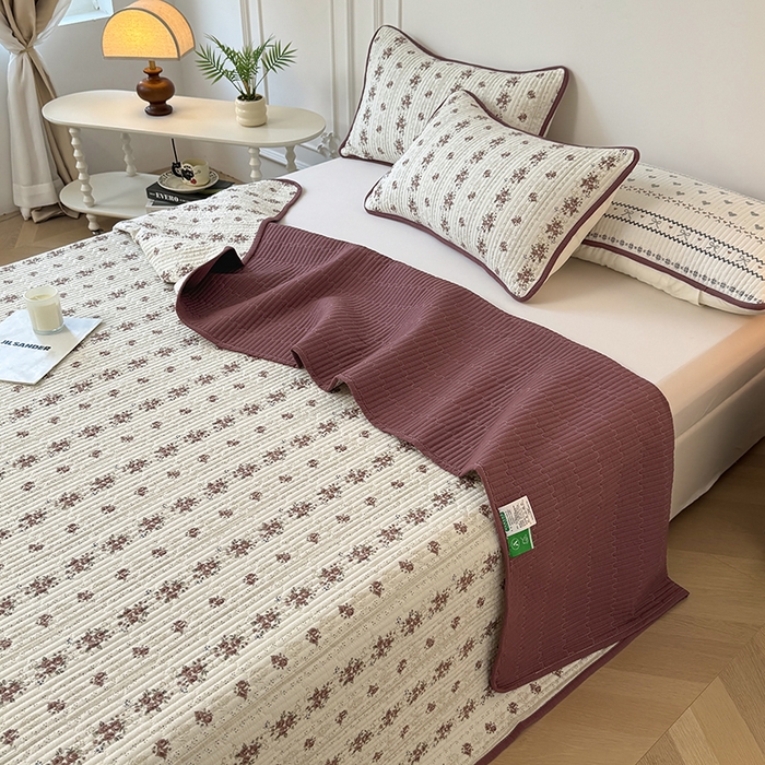 91家纺网 家纺一手货源 找家纺 卢赛尔 2026新款木棉床盖三件套四件套软床垫-四季款 茉莉