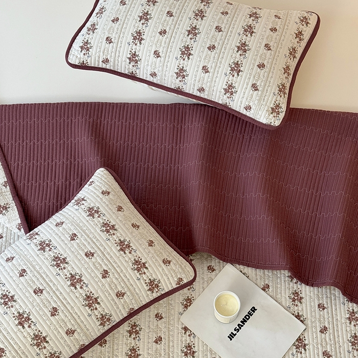 91家纺网 家纺一手货源 找家纺 卢赛尔 2026新款木棉床盖三件套四件套软床垫-四季款 茉莉