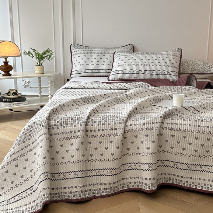 91家纺网 家纺一手货源 找家纺 卢赛尔 2026新款木棉床盖三件套四件套软床垫-四季款 波西米亚