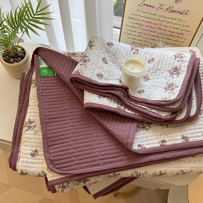 91家纺网 家纺一手货源 找家纺 卢赛尔 2026新款木棉床盖三件套四件套软床垫-四季款 茉莉