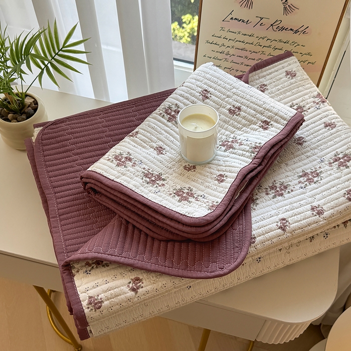 91家纺网 家纺一手货源 找家纺 卢赛尔 2026新款木棉床盖三件套四件套软床垫-四季款 茉莉