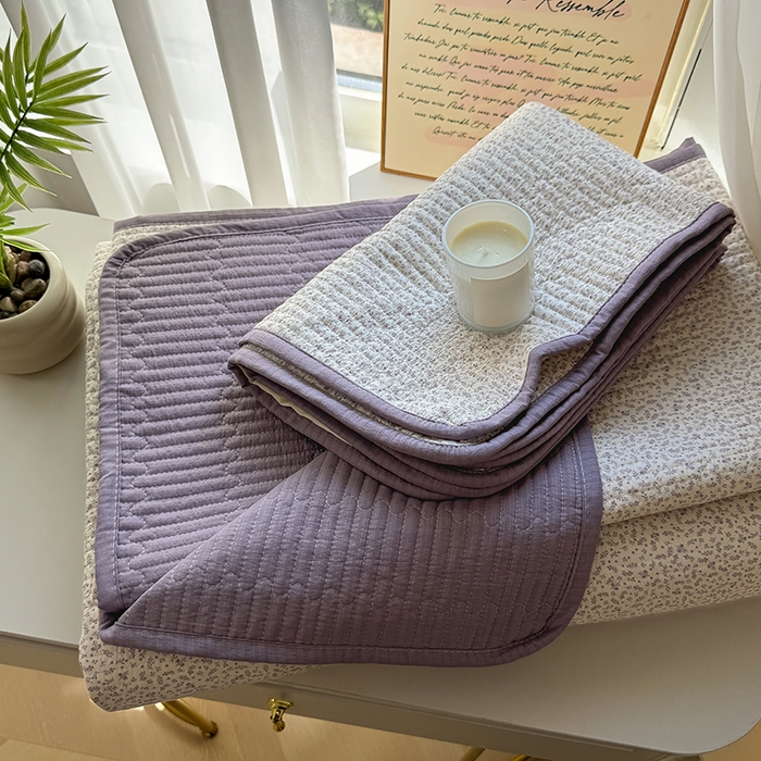 91家纺网 家纺一手货源 找家纺 卢赛尔 2026新款木棉床盖三件套四件套软床垫-四季款 小野